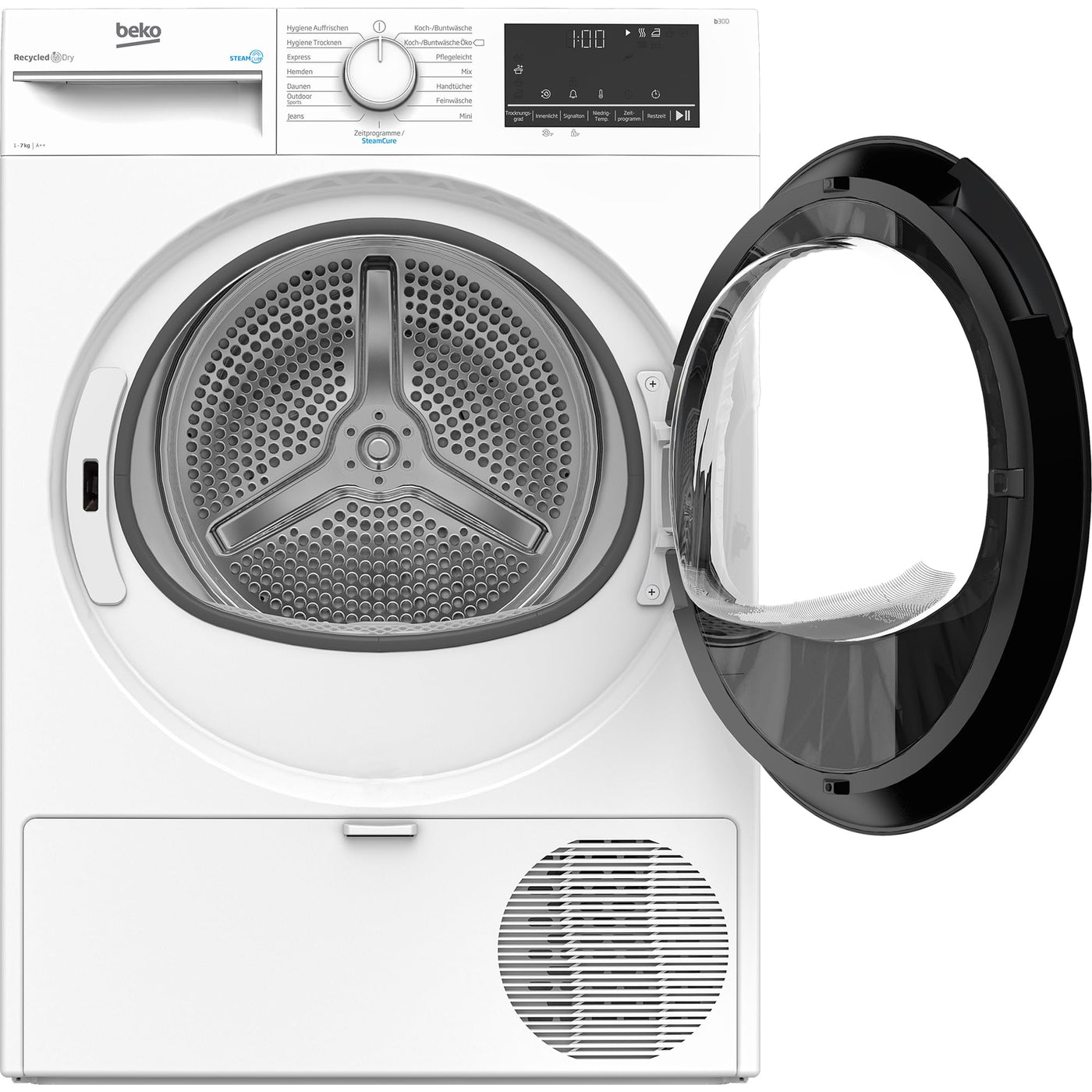 Beko B3T41239 Wäschetrockner 7KG, Frontlader Wärmepumpentrockner, Allergikergeeignet, 15 Programme, Dampffunktion, Extra schlank (54,3cm tief), Multifunktionsdisplay, Schontrommel, Weiß