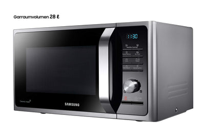 Samsung MG2BF303TCS/EG Mikrowelle mit Grill, 900 W, 28 ℓ Garraum (Extra groß), 51,7 cm Breite, Power Defrost, 26 Automatikprogramme, Silber