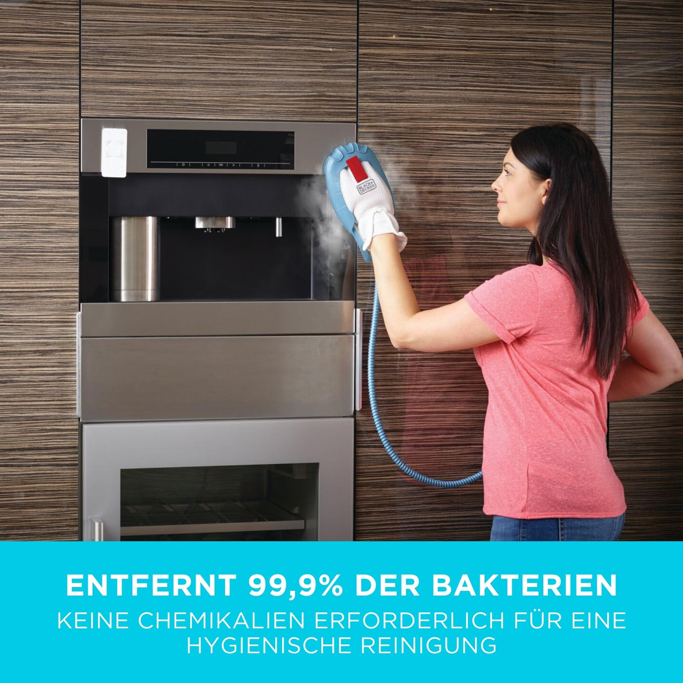 BLACK+DECKER Dampfreiniger 1600W 2in1 Dampfbesen mit Handdampfgerät (für hygienische, gründliche Sauberkeit, für die Reinigung des gesamten Haushaltes, inkl. 16-tlg. Zubehör) BHSM1615DAM