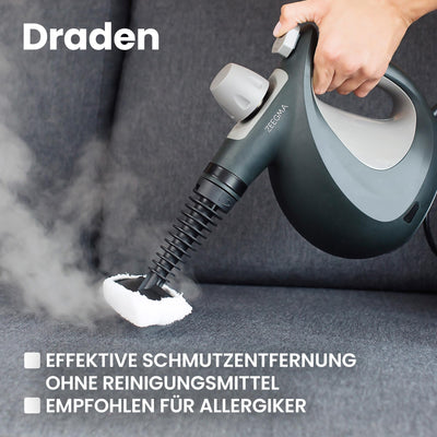 ZEEGMA Draden Dampfreiniger, Handdampfreiniger, Hochdruckreiniger Dampfsauger mit 350ml, Tank Umfangreiches Set - 9 verschiedene Aufsätze, schnelle Aufheizzeit, Kindersicherung