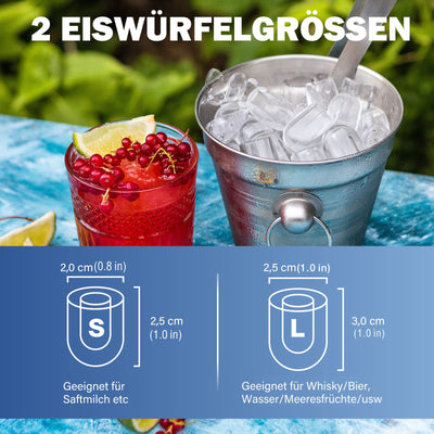 FOOING Eiswürfelmaschine Mini Tragbar,12kg/24h, Kompakt Eiswürfelbereiter Maschinen Arbeitsplatte,6-Minuten-Schnelleis-Maschine,Selbstreinigende ice maker für Zuhause, 2 Größen von Eis