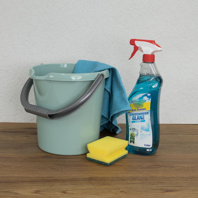 #11 Eimer mit Ausguss und Henkel - 5 Liter - grün - Putzeimer Haushalt Küche Bad Camping Kunststoff Eimer Haushaltseimer Wassereimer