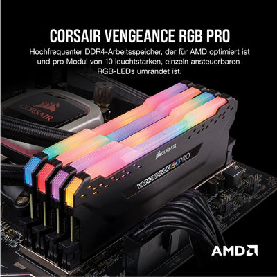 Corsair Vengeance RGB PRO 32GB (2 x 16 GB) DDR4 3600MHz C18, High Performance Desktop Arbeitsspeicher Kit (AMD Optimised) - Schwarz