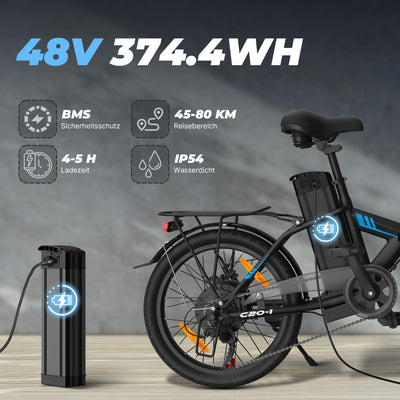 VARUN E Bike Klapprad, 20 Zoll City E-Bike Elektrofahrrad Herren Damen mit 48V- Lithium Akku, Faltbares City E-Fahrrad mit LCD, StVZO-Zertifikat, Laufleistung bis zu 70KM