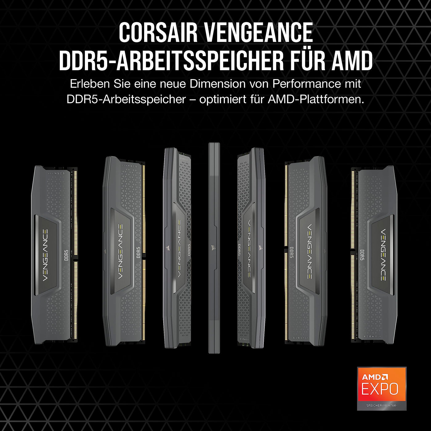 CORSAIR Vengeance DDR5 64GB (2x32GB) DDR5 6000MHz CL30 AMD Expo Intel XMP iCUE Kompatibler Computerspeicher - Grau (CMK64GX5M2B6000Z30)