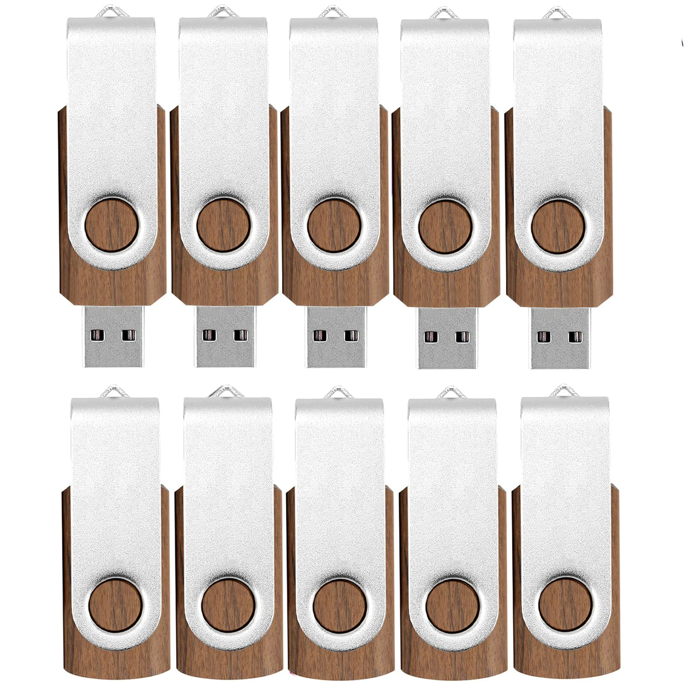 8GB Holz USB Stick 10 Stück TATMOHIK 8GB USB Speicherstick 10er Pack Wood Memory Stick USB 2.0 Metall-Schwenkclip Flash Drive Schnellen Geschwindigkeit USB-Flash-Laufwerk