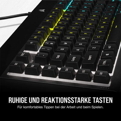 CORSAIR K55 RGB PRO Kabelgebundene Membrantastatur - IP42 staub- Und Spritzwassergeschützt - 6 Makro-Tasten Mit Elgato-Integration - iCUE-Kompatibel - QWERTZ DE - PC, Mac, Xbox - Schwarz