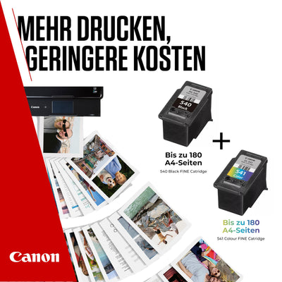 Canon Tinte & Papier Multipack - PG-540/CL-541 Original Drucker-Tintenpatronen 2er-Pack (1 x Schwarz, 1 x Farbe) & 4x6 Fotopapier (50 x Blatt) - Kompatibel PIXMA Druckern