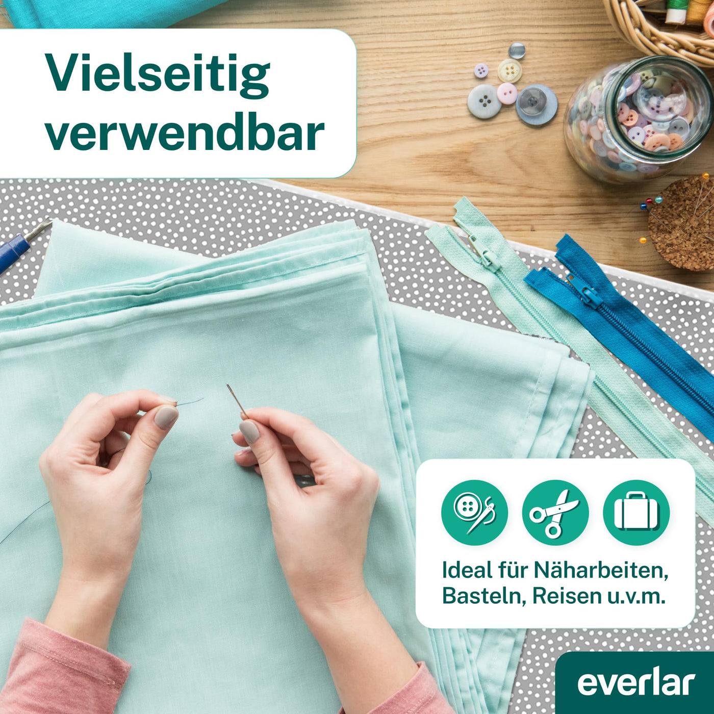 everlar® Bügeldecke I Qualität Made in Germany I Tisch Bügelmatte zum bequemen Bügeln zu Hause & unterwegs I 100 x 65cm I Bügelunterlage I Hitzebeständig I Obermaterial 100% Baumwolle