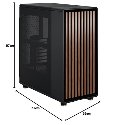 Fractal Design North Charcoal Black - Wood Walnut Front - Mesh Side Panels - Two 140mm Aspect PWM Fans Included - Intuitive Interior Layout Design - ATX Mid Tower PC Gaming Case