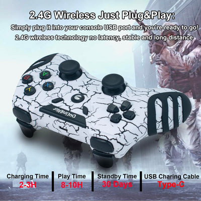 DuLingKer PC Controller Wireless, PS3 Controller PC Gamepad mit Dual Vibration, 2,4G Wireless Gaming Controller für PC Windows 11 10 8 7, PS3, Android Smart TV, TV Box, Steam, Raspberry Pi