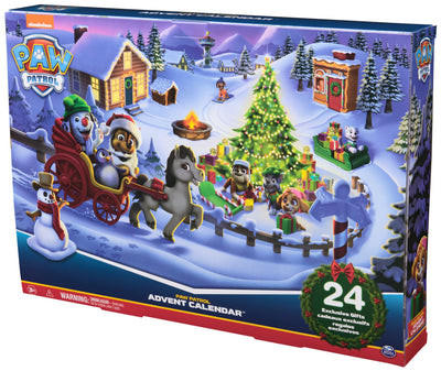 PAW PATROL Adventskalender 2024 – 24 Spielzeug-Überraschungen für eine fantasievolle Winterwelt, 7 Welpenfiguren, Tierfiguren und Zubehör, ab 3 Jahren