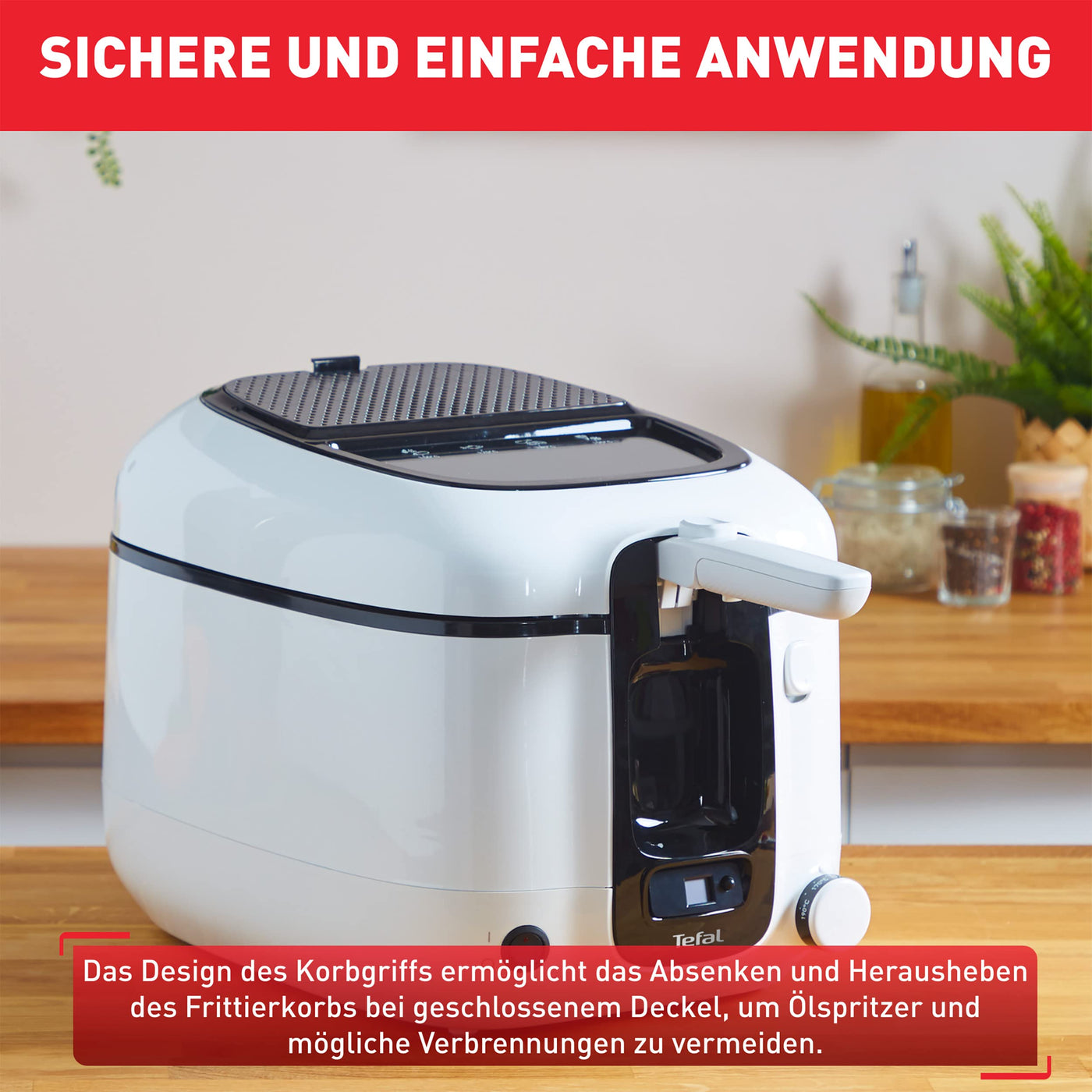 Tefal Fritteuse Super Uno FR3140 | inkl. Timer | Kapazität: 2,2 Liter | Spülmaschinengeeignete Teile | Antihaftbeschichtung | Geruchsfilter | Spritzschutz | Herausnehmbarer Behälter | Weiß/Schwarz