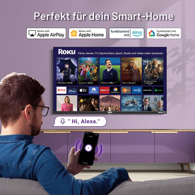 RCA Smart TV 55 Zoll (139cm) Fernseher Roku TV UHD 4K HDR10 HLG Triple Tuner HDMI USB WiFi (Nur für Deutschland) 2024