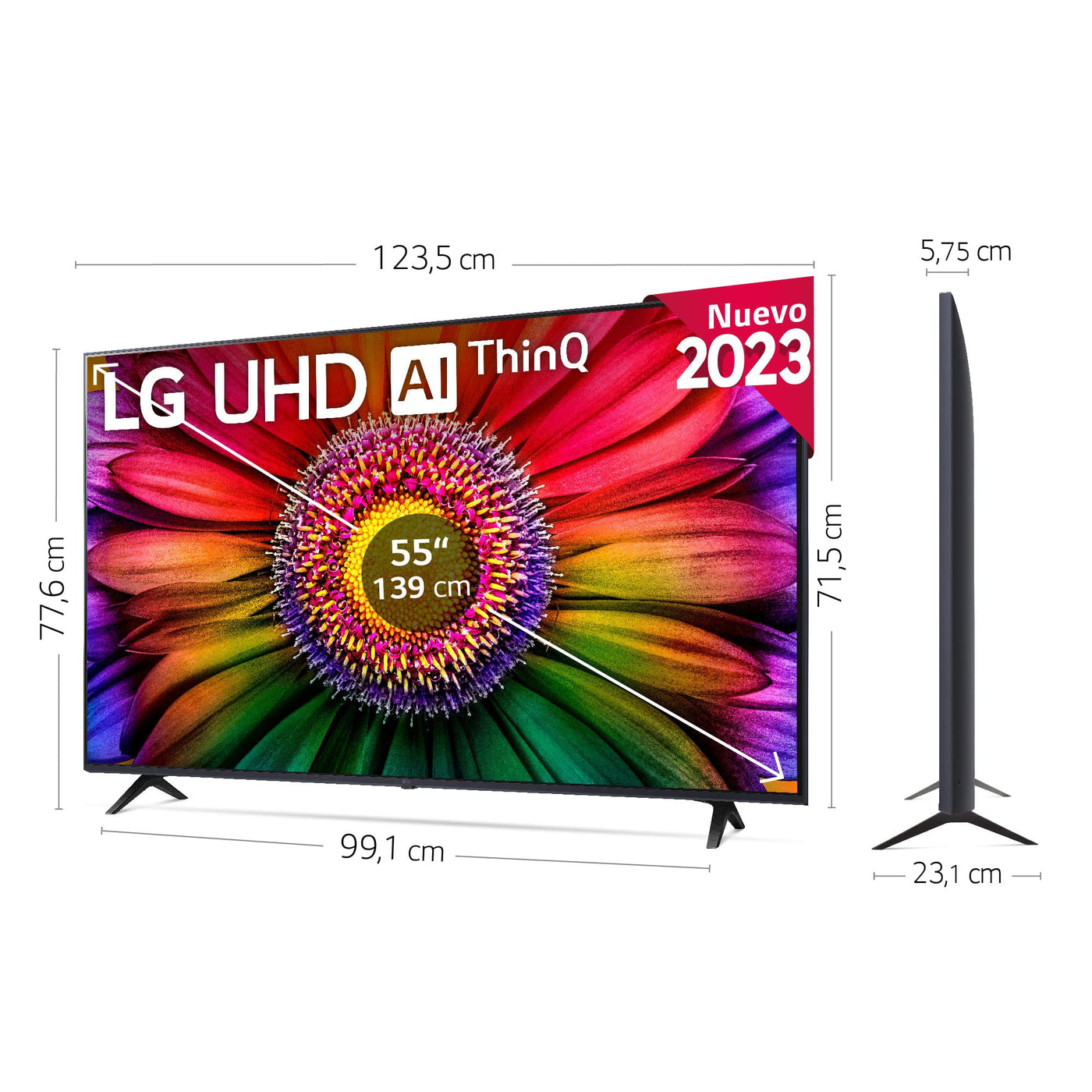 LG 55UR80006LJ 140 cm (55 Zoll) UHD Fernseher (Active HDR, 60 Hz, Smart TV) [Modelljahr 2023]