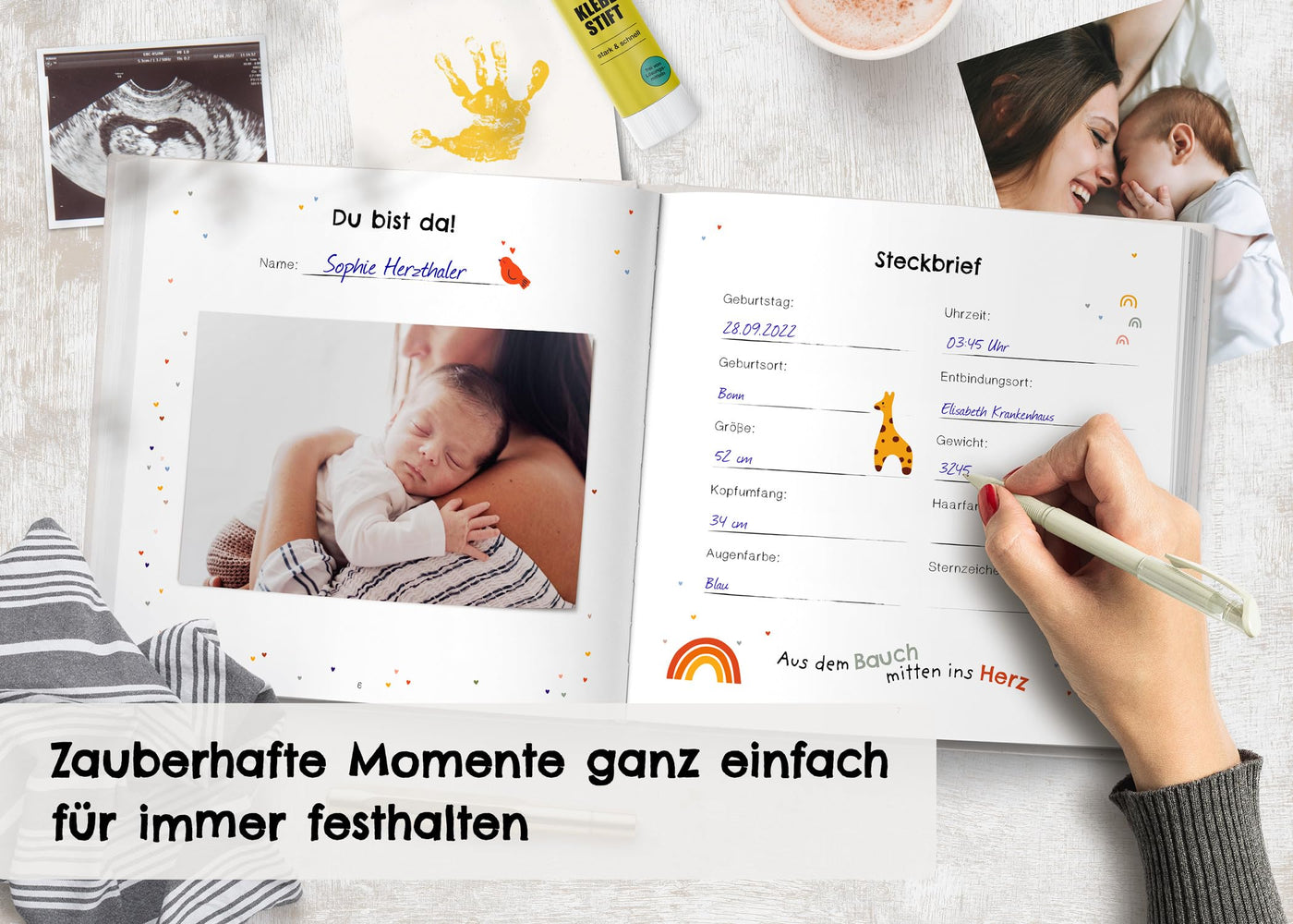 Babyalbum Mein erstes Jahr - Baby Erinnerungsbuch für die schönsten Momente - Das Babybuch zum Ausfüllen fürs 1. Lebensjahr - Ein besonderes Geschenk zur Geburt für Mädchen & Jungen: Boho Spielzeug