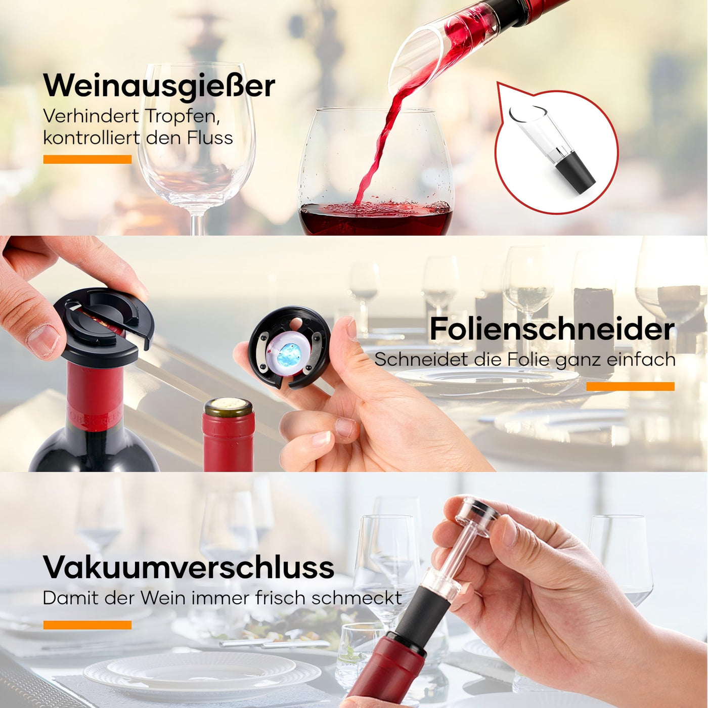 Korkenzieher Elektrisch, Assark Weinflaschenöffner Set, Automatischer Flaschenöffner, Geschenkidee Weinflaschenöffner, Korkenzieher Wein mit Folienschneider, USB-Kabel, Vakuumstopfen und Weinausgießer