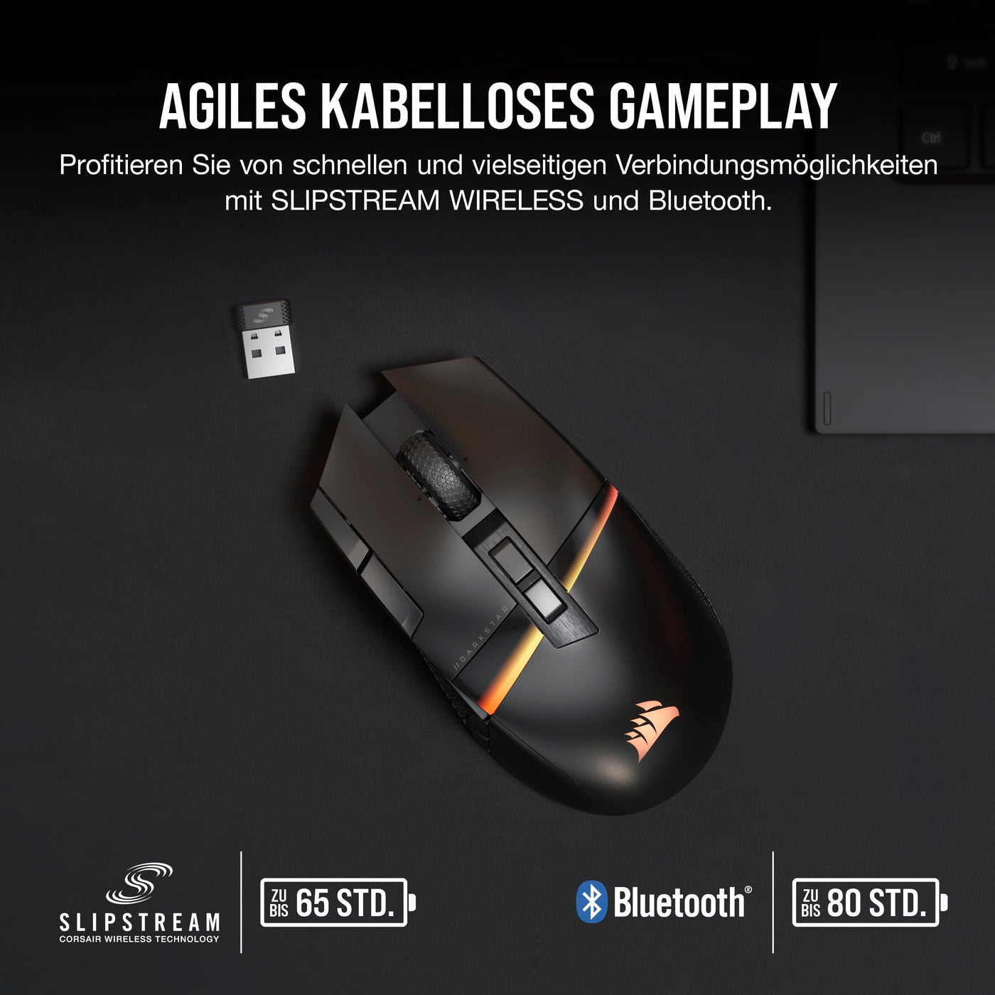 CORSAIR DARKSTAR RGB WIRELESS MMO Gaming Mouse - 26.000 DPI - 15 Programmierbare Tasten - Bis zu 80 Stunden Akkulaufzeit - iCUE-Kompatibel - PC, PS5, PS4, Xbox - Schwarz