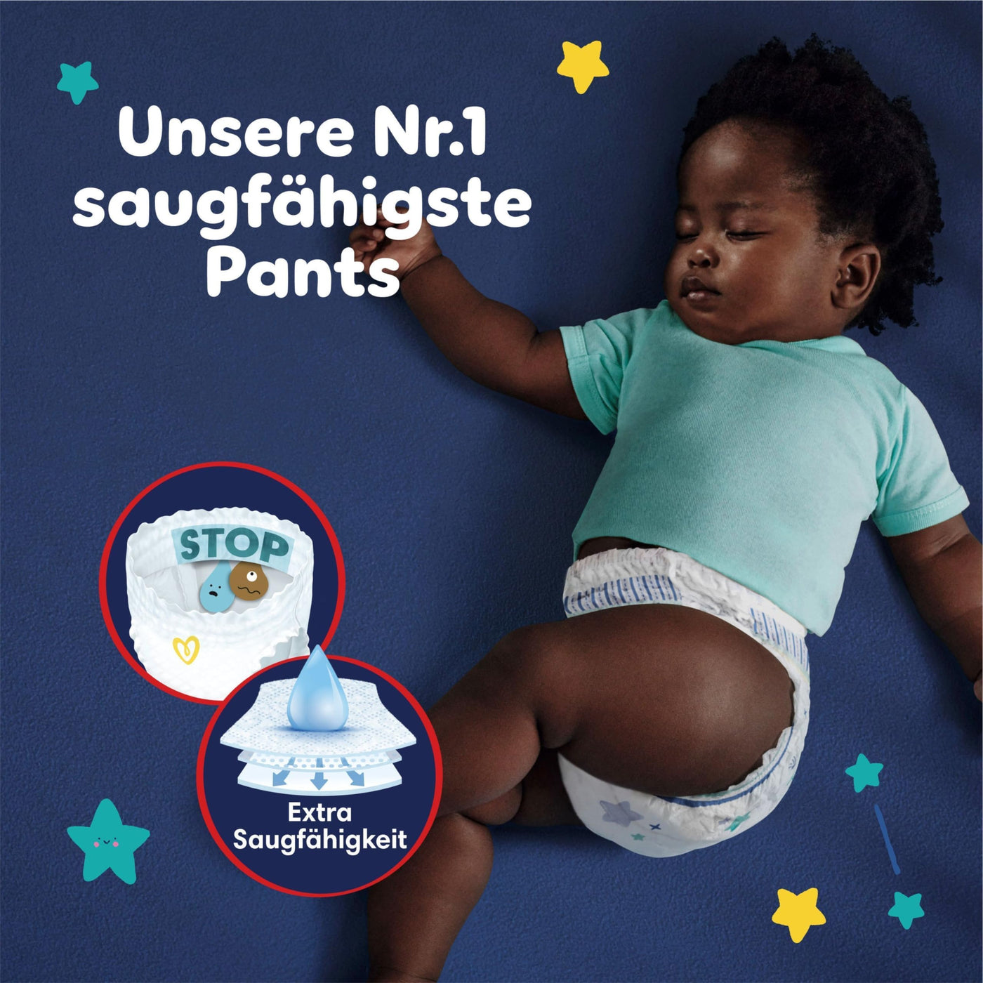 Pampers Night Windeln Pants Größe 6 (15+kg) Baby-Dry, MONATSBOX, Windelhöschen bieten zusätzlichen Schutz für die ganze Nacht, 138 Höschenwindeln