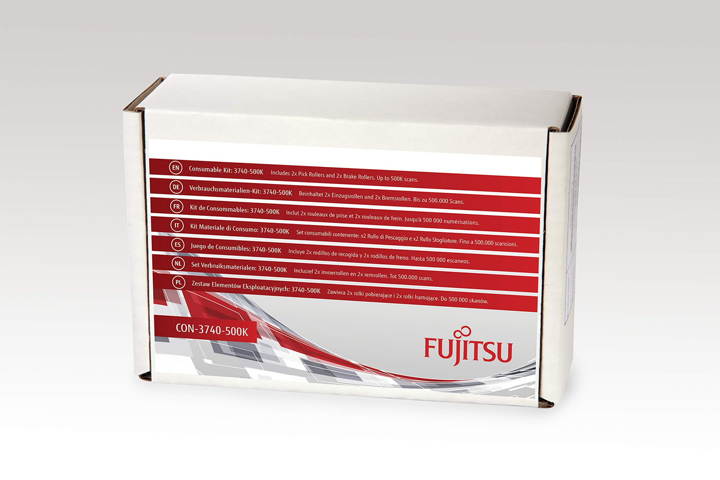 Fujitsu PFU Verbrauchs-Set 3740-500K für fi-7600, fi-7700S, fi-7700 inkl. 2 x Pick-Rollen und 2 x Bremsenrollen Geschätzte Lebensdauer: bis zu 500K Scans