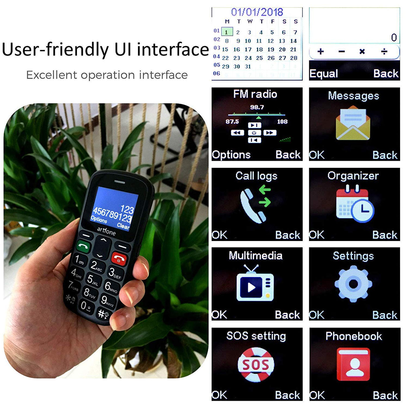 artfone CS181 Seniorenhandy ohne Vertrag | Mobiltelefon mit großen Tasten | Dual SIM Handy mit Notruftaste | Rentner Handy große Tasten | GSM Handy | Inklusive Ladegerat