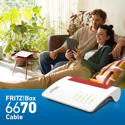 AVM FRITZ!Box 6670 Cable | Router für einen Kabelanschluss (DOCSIS-3.1-Kabelmodem, 2x2 Wi-Fi 7 mit 2.880 MBit/s (5 GHz) und 688 MBit/s (2,4 GHz), Zigbee Integration 1 x 2,5 Gigabit-LAN-Port)