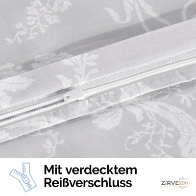 ZIVREHOME Bettwäsche Set dreiteilig, 240x220cm Bettbezug, Baumwollle, Grau, Alone V1