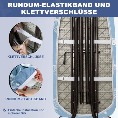 Frilodge Bügeltischbezug mit Dicker Polsterung 120x40, Rundum-Elastikband, Klettverschlüsse, passend für Bügeltische 125x45, ideal für Dampfbügelstationen Ironing Board Cover (Blue (Butterfly)