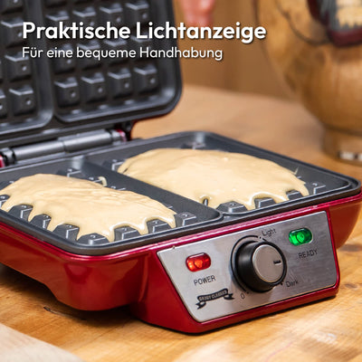 Gadgy Waffeleisen Belgische Waffel | 23x16,8 cm. für 2 Waffeln | Waffle maker 1000 Watt | Einstellbare Temperatur LED-Anzeige | Griff erhitzt nicht | Party-Desserts