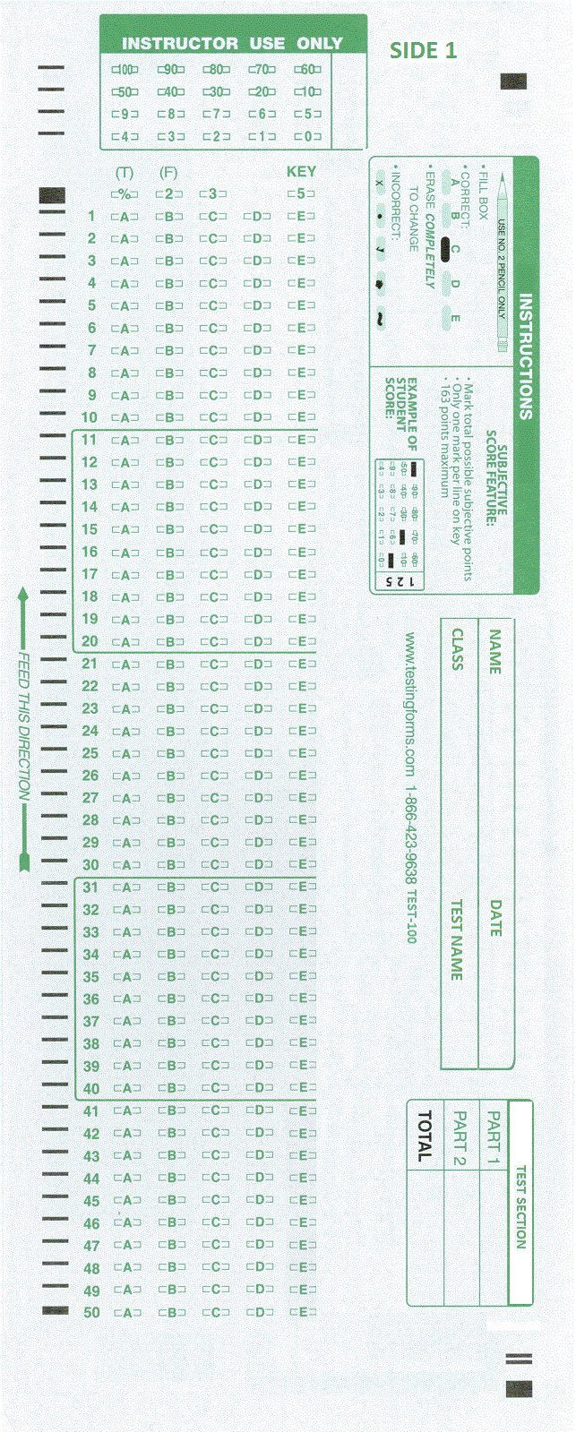 882 E kompatibles Testformular TEST100 (50 Blatt)