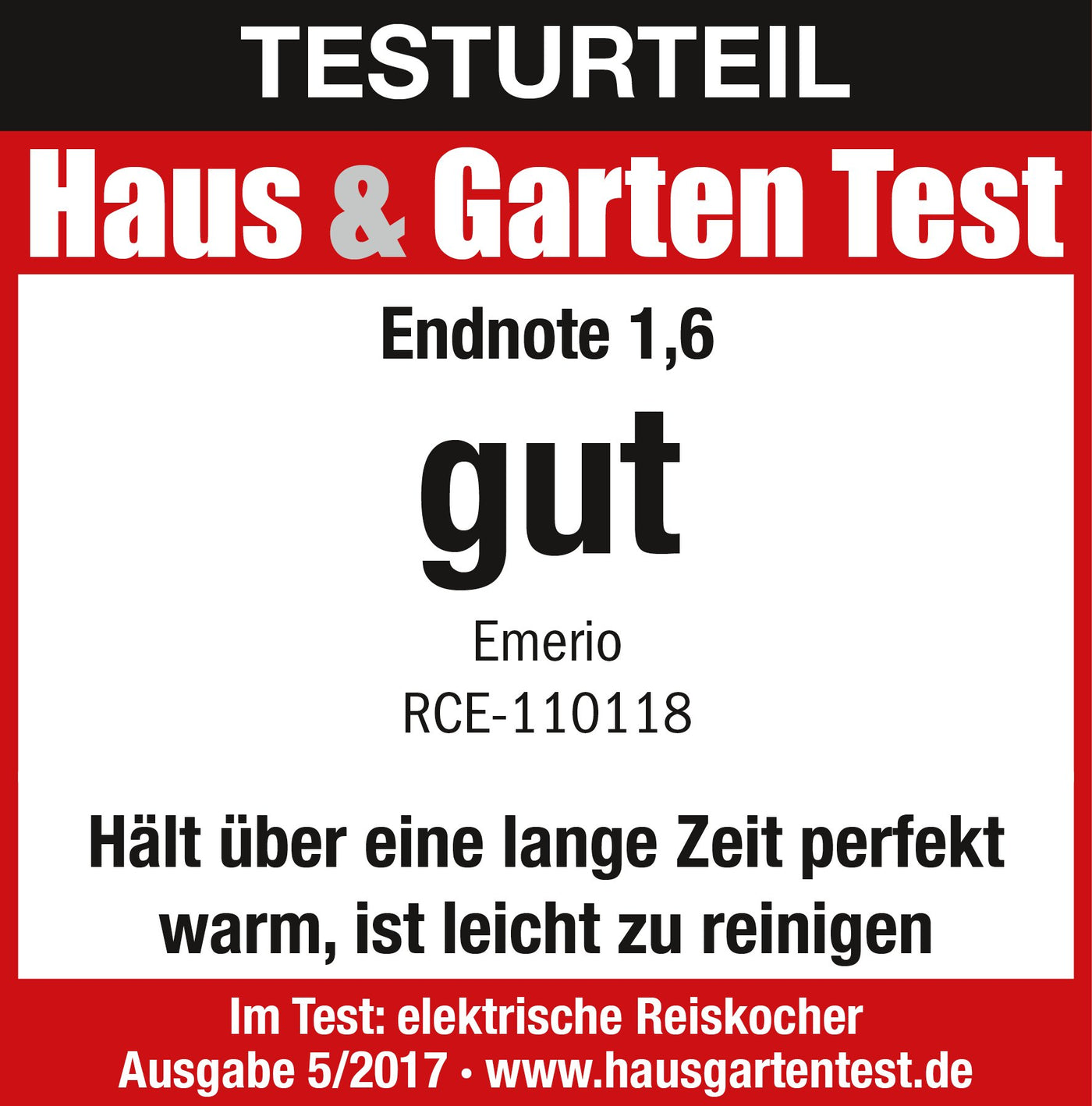 EMERIO Reiskocher ECO Automatik | BPA frei | bis zu 1.5L Volumen | Warmhaltefunktion | Auto Off | Antihaftbeschichtung | Glasdeckel | inkl. Reislöffel + Messbecher | Schongarer | 500 Watt