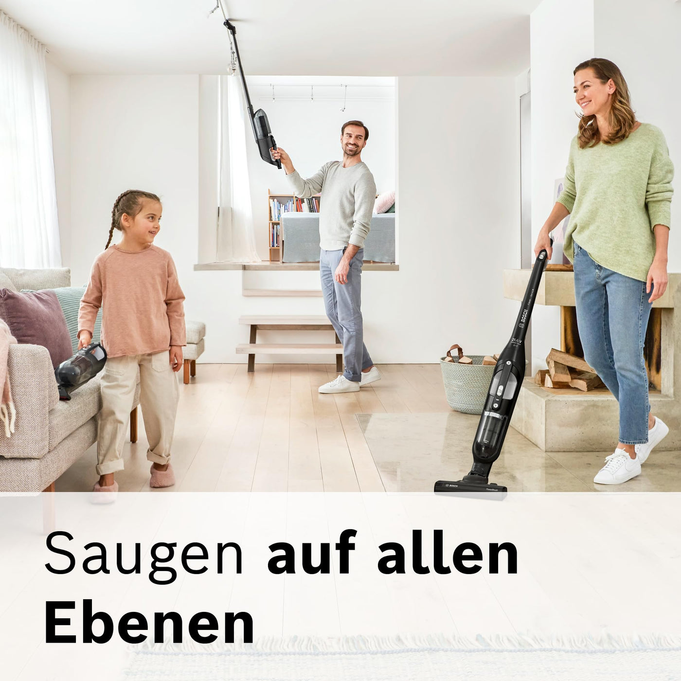 Bosch Akku-Staubsauger Flexxo 2in1 Serie 4 BBH32101, kabelloser Handstaubsauger, beutellos, hohe Saugleistung, Lange Laufzeit, Kurze Ladezeit, Fugendüse, alle Bodenarten, schwarz