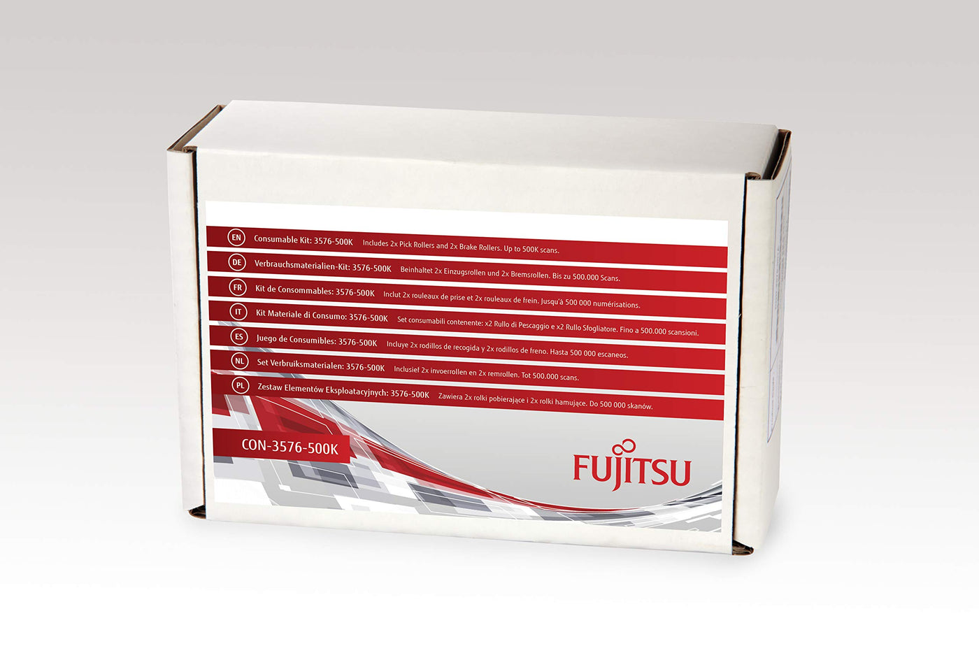 Fujitsu Includes 2X Pick Rollers and 2X Brake Rollers Estimated Life Up to 500K scans, CON-3576-500K