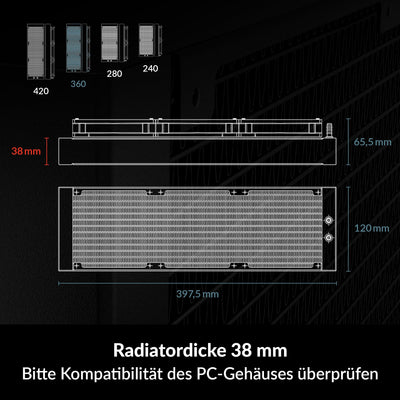 ARCTIC Liquid Freezer III 360 A-RGB - Wasserkühlung PC, AIO CPU Wasserkühler, Intel & AMD, effiziente PWM-gesteuerte Pumpe, Lüfter: 200–2000 RPM, LGA1851 und LGA1700 Contact Frame - Schwarz