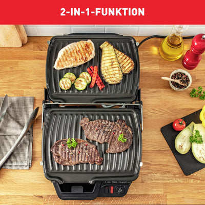 Tefal Kontaktgrill 2in1 GC3050 | Sandwichmaker | aufklappbar als Tischgrill/BBQ mit doppelter Grillfläche | regelbarer Thermostat | antihaftbeschichtet | 2000W | 38.3x21x38.8cm