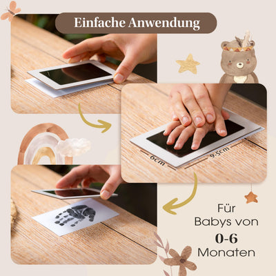 EULENTALER ® Das Baby Abdruckset I 0-6 Monate I Von Pädagogen empfohlen I Für Handabdruck, Fußabdruck & Pfotenabdruck I inkl. 2 Stempelkissen & 4 Abdruckkarten I Geschenk zur Geburt