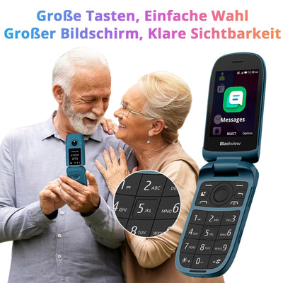 Blackview N2000 4G Seniorenhandy Ohne Vertrag mit Großen Tasten Handy, Dual SIM Klapphandy Mobiltelefon für Senioren, SOS-Funktion Handy|FM Radio|Taschenlampe|Ladestation|2.8 Zoll Farbdisplay