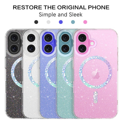 BENTOBEN für iPhone 16 Plus Hülle Handyhülle Glitzer, Magnetisches iPhone 16 Plus 6.7" Case mit Mag-Safe Muster Slim Bumper Silikon Cover Dünn Hülle für Frauen Mädchen Bling Transparent