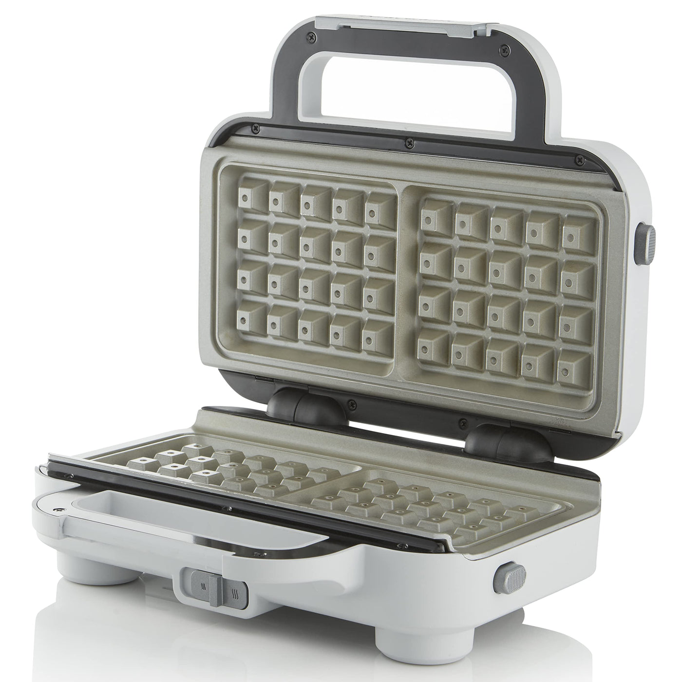 Breville DuraCeramic Waffeleisen, Leicht zu reinigendes Waffeleisen mit Antihaftbeschichtung und tiefen, herausnehmbaren Platten, Weiß und Edelstahl [VST072X]