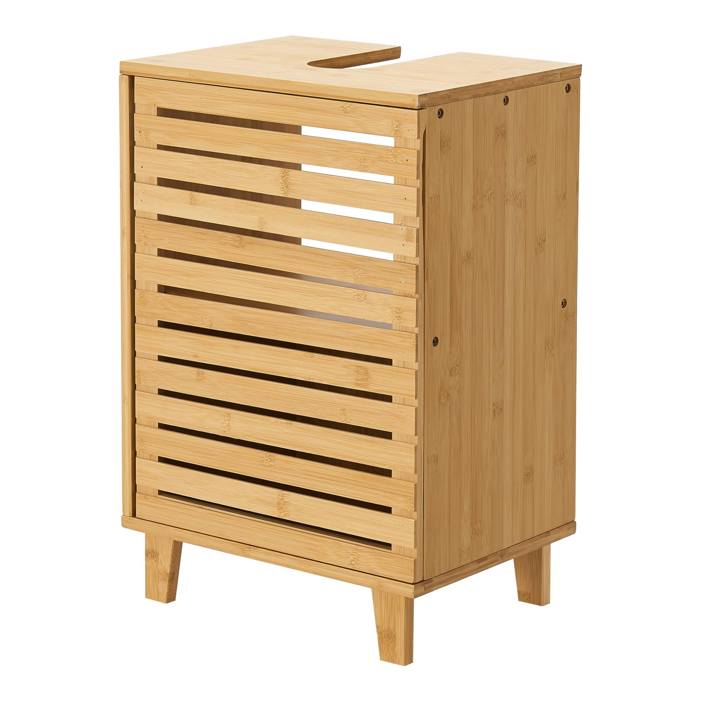 [en.casa] Waschbeckenunterschrank Iveland Badezimmerschrank Badschrank Waschtischunterschrank mit 1 Tür und 2 Ablagefächern 60x40x30cm Bambus