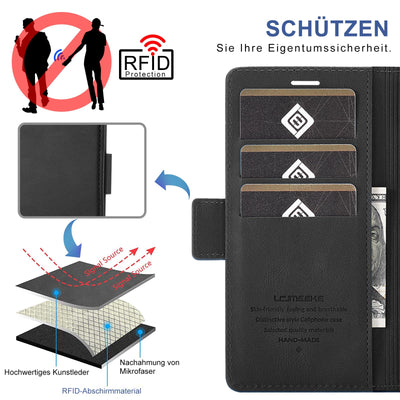 Giyer für Xiaomi Redmi Note 14 Pro Hülle mit Schutzfolie, Handyhülle Redmi Note 14 Pro 5G PU Leder Wallet Flip Case, Schutzhülle Redmi Note 14 Pro Klapphülle mit Kartenfach Standfunktion (Schwarz)