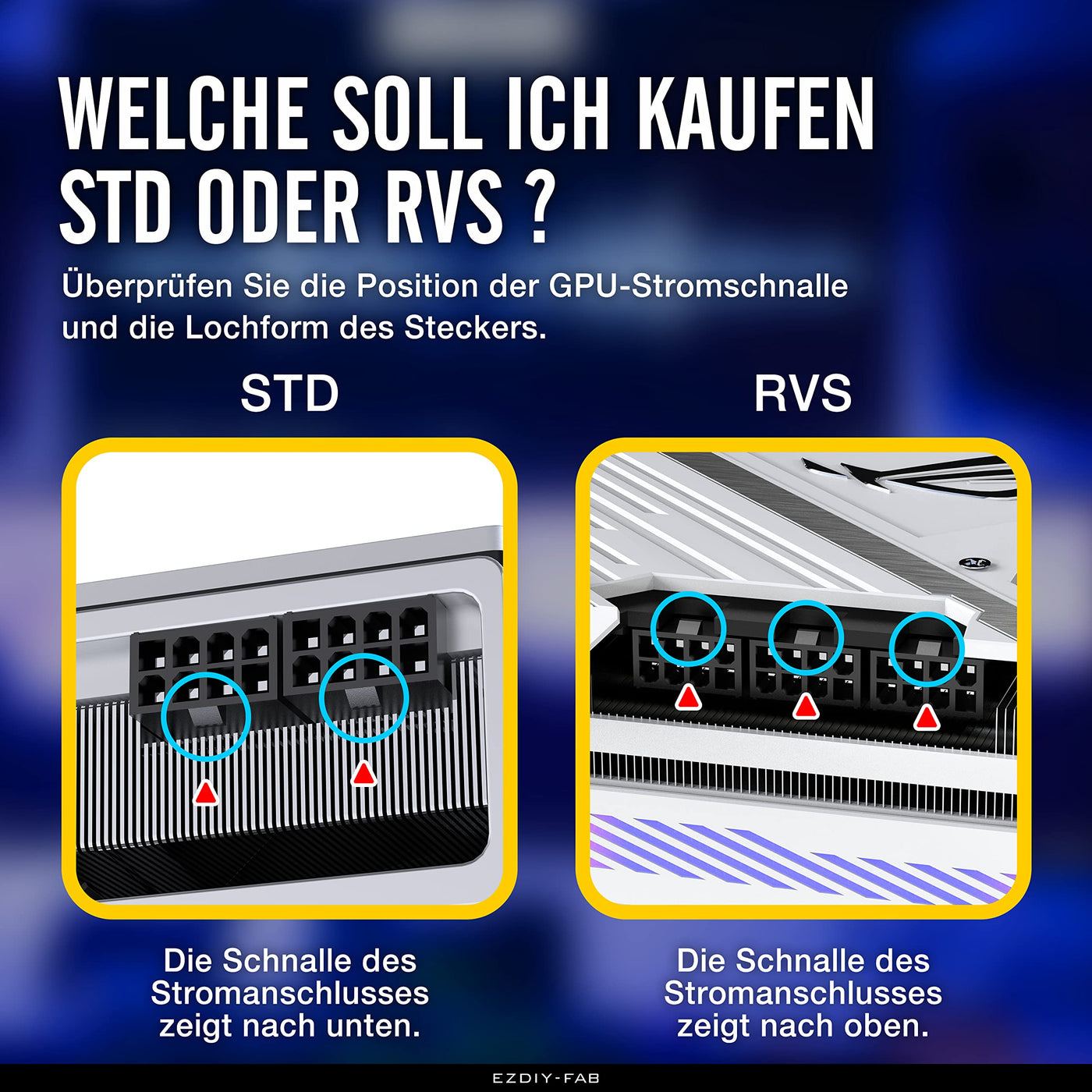 EZDIY-FAB GPU VGA PCIe 8 Pin U Turn 180 Grad Winkel Stecker Strom Adapter Board für Desktop-Grafikkarte-Reverse Typ 3-Pack