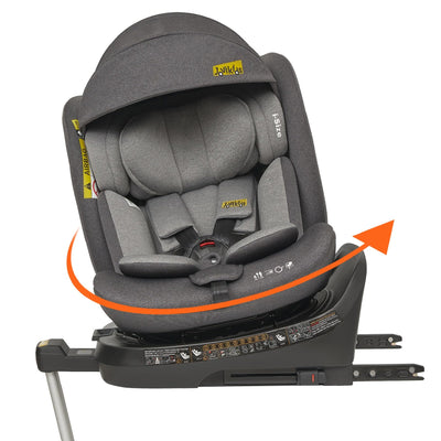 Jovikids 360° Drehbar Kindersitz mit ISOFIX, i-Size 40-150cm(ab Geburt -12 Jahre) Baby Autositz Reboarder mit Liegefunktion & Abnehmbar Vordach, ECE R129 (grau)