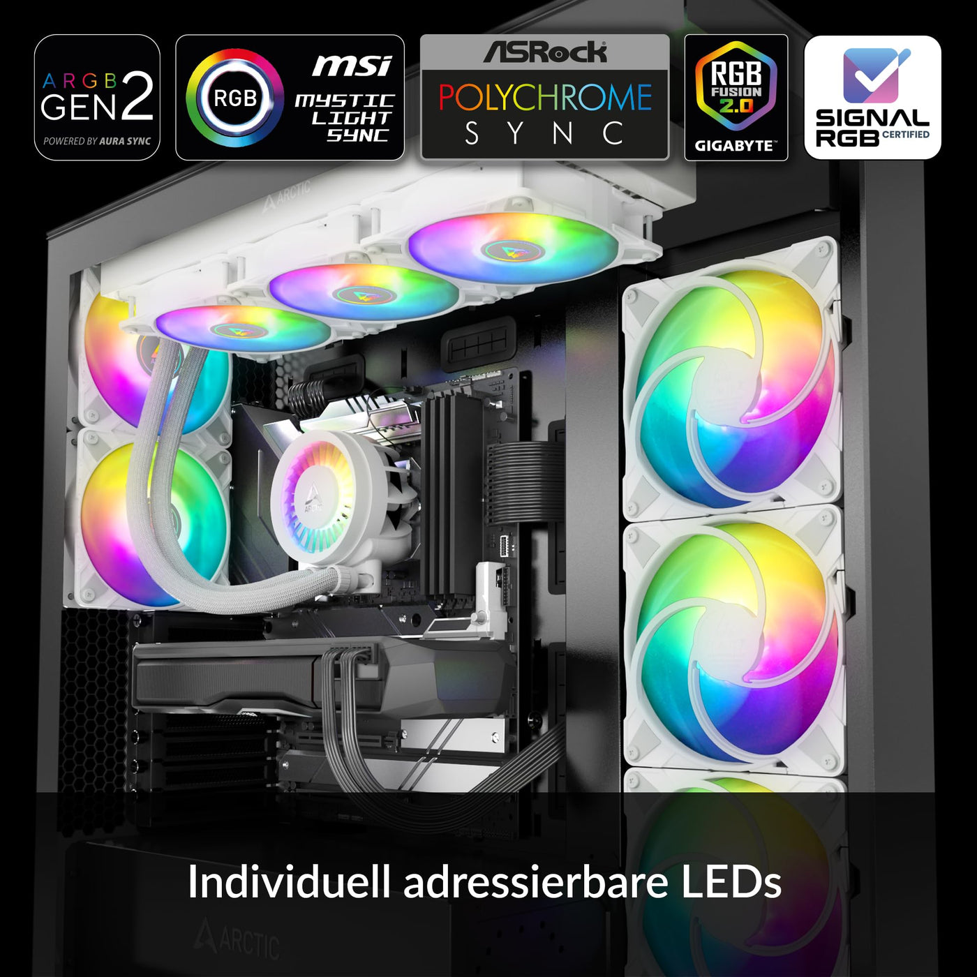 ARCTIC Liquid Freezer III 360 A-RGB - Wasserkühlung PC, AIO CPU Wasserkühler, Intel & AMD, effiziente PWM-gesteuerte Pumpe, Lüfter: 200–2000 RPM, LGA1851 und LGA1700 Contact Frame - Weiß