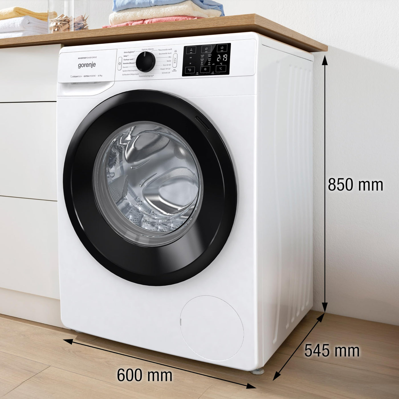 Gorenje WPAM74A1T Waschmaschine mit Dampffunktion/ConnectLife / 7Kg / 1400 U/min / 15 Programme/Totaler AquaStop/Wave Active Trommel/ExtraHygiene/PowerWash/Schnell Waschgang/EEK: A-10%