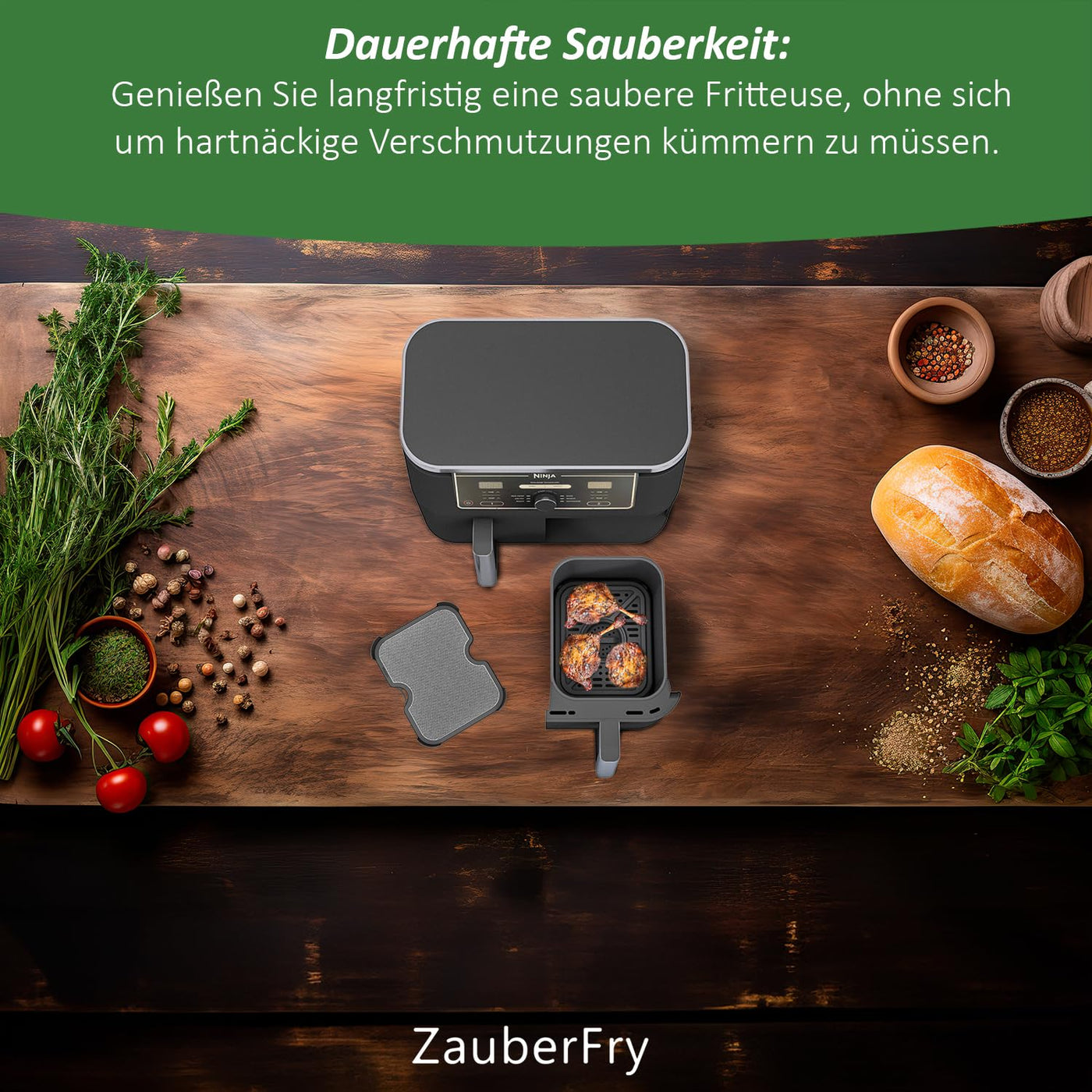 2x ZauberFry Spritzschutz, Effektiver Fettspritzschutz kompatibel mit Ninja Foodi MAX Dual Zone AF400EU & AF451EU Heißluftfritteuse, Zubehör, Schutz für Heizspirale und Ventilator