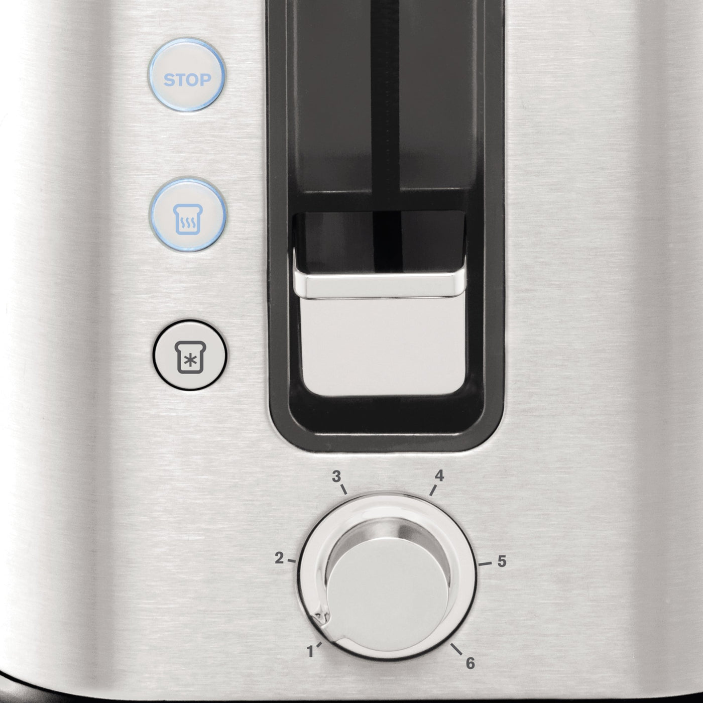 Krups KH442D Control Line Premium Toaster | Edelstahl | 2 kurze Schlitze für 2 Scheiben | Brötchenaufsatz | 6 Bräunungsgrade | 850 W | 23.6 x 32.4 x 20.2 cm | Silber/ Schwarz