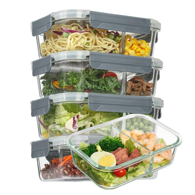 Vtopmart 5er 33oz GlasbehäLter mit Deckel, Meal Prep Boxen Glas, Frischhaltedosen Glas mit Deckel für Mikrowelle, Ofen, Gefrierschrank und SpüLmaschine