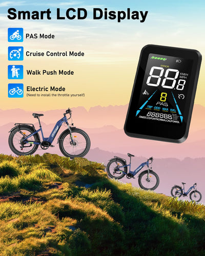 HANEVEAR Elektrofahrrad E Bike Herren Damen mit 840 Wh Lithium Akku, E-Mountainbike Drehmoment 85Nm Motor, Step-Thru 4,0 Zoll Fat Tire E-Bike 7-Gang mit StVZO-Ausrüstung, Reichweite 100km+