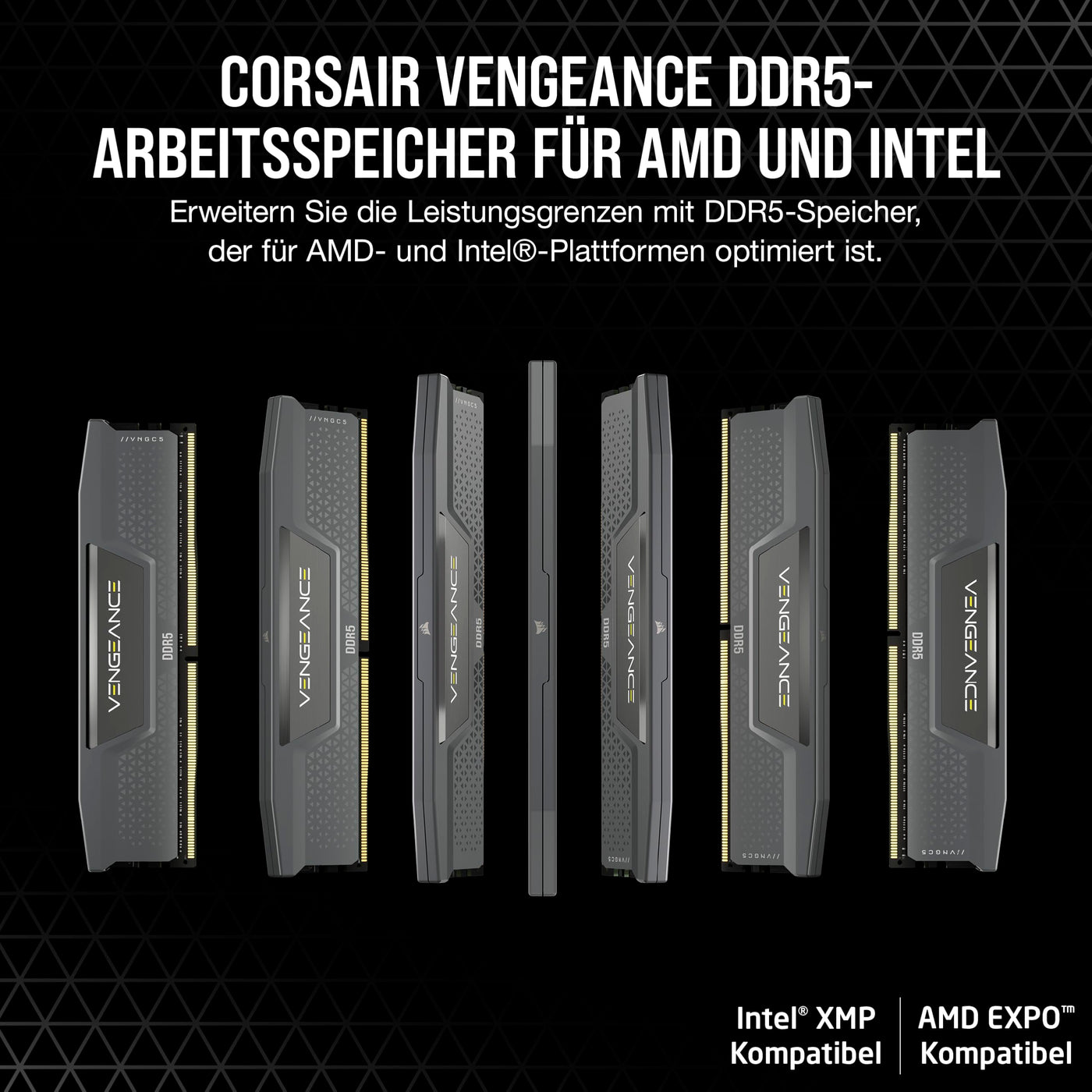 CORSAIR Vengeance DDR5 32GB (2x16GB) DDR5 6000MHz CL30 AMD Expo Intel XMP iCUE Kompatibler Computerspeicher - Grau (CMK32GX5M2B6000Z30)